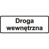 D-46 Droga wewnętrzna. Oznacza początek ogólnodostępnej drogi niepublicznej; napis umieszczony na znaku wskazuje zarządcę tej drogi. Znak może być umieszczony w innym miejscu niż po prawej stronie jezdni