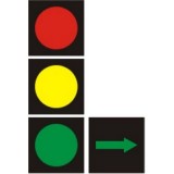 S-2 Sygnalizator z warunkowym zezwoleniem na skręt. Sygnał czerwony wraz z sygnałem zielonej strzałki oznacza, że dozwolone jest skręcanie w kierunku wskazanym strzałką w najbliższą jezdnię na skrzyżowaniu, pod warunkiem, że kierujący zatrzyma się przed sygnalizatorem i nie spowoduje utrudnienia ruchu innym jego uczestnikom